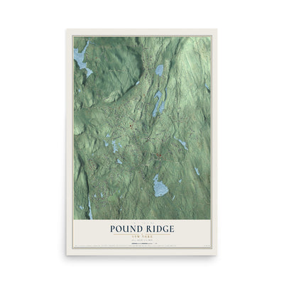 Map of Pound Ridge, New York, 12 x 18 inch unframed archival matte print