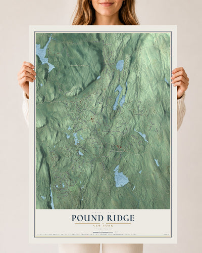 Map of Pound Ridge, New York, 24 x 36 inch unframed archival matte print