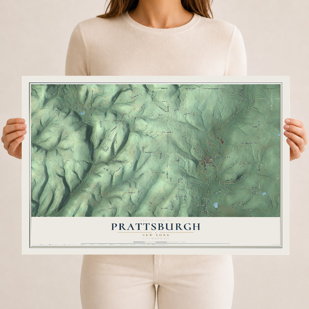 Prattsburgh, New York map print, 12" x 18" Archival Matte Print mockup