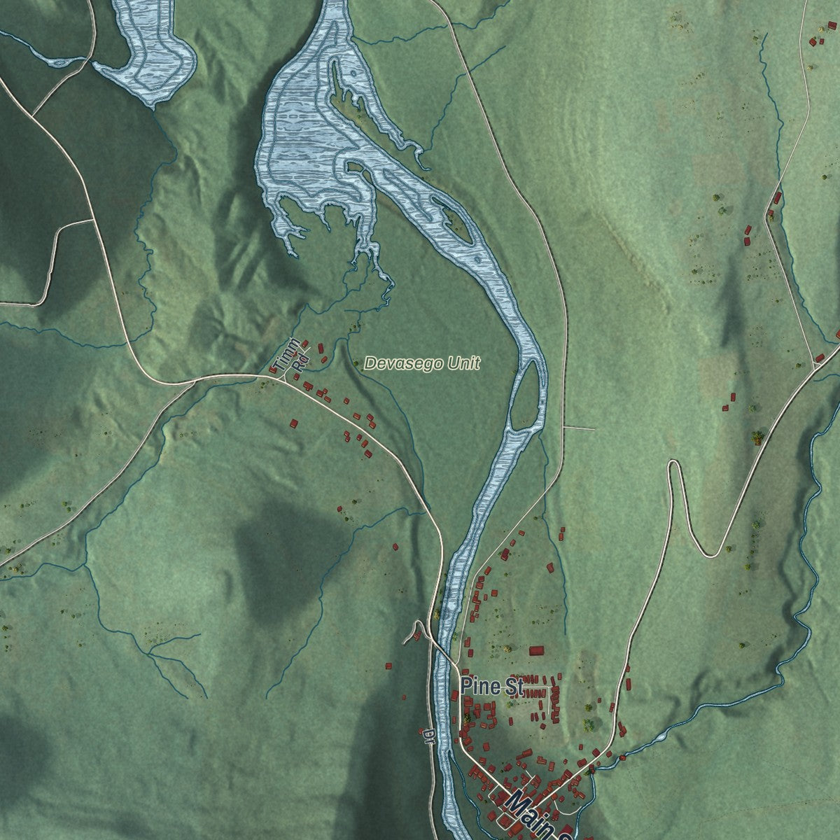 Close-up 2 of the Prattsville, New York map artwork