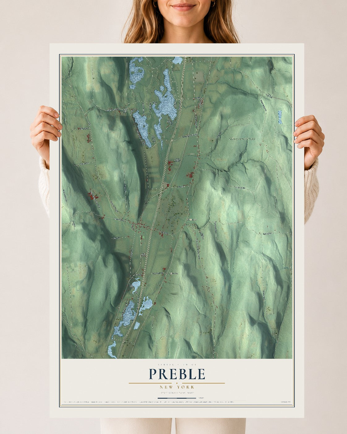 Preble, New York map print, 24" x 36" Archival Matte Print mockup