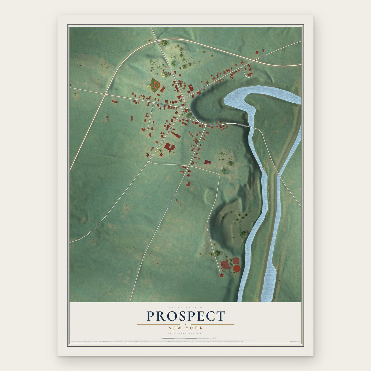 Prospect, New York map print, the full design