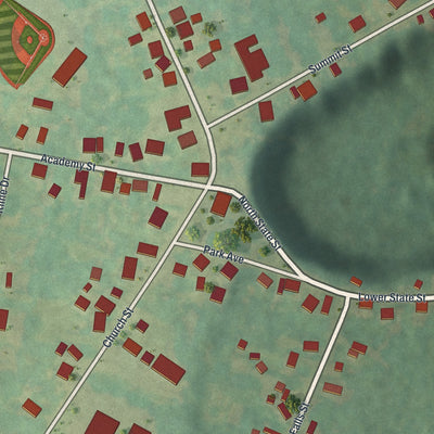Close-up of the map of Prospect, New York print showing street and building detail