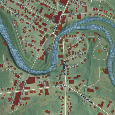 Close-up 1 of the Pulaski, New York map artwork