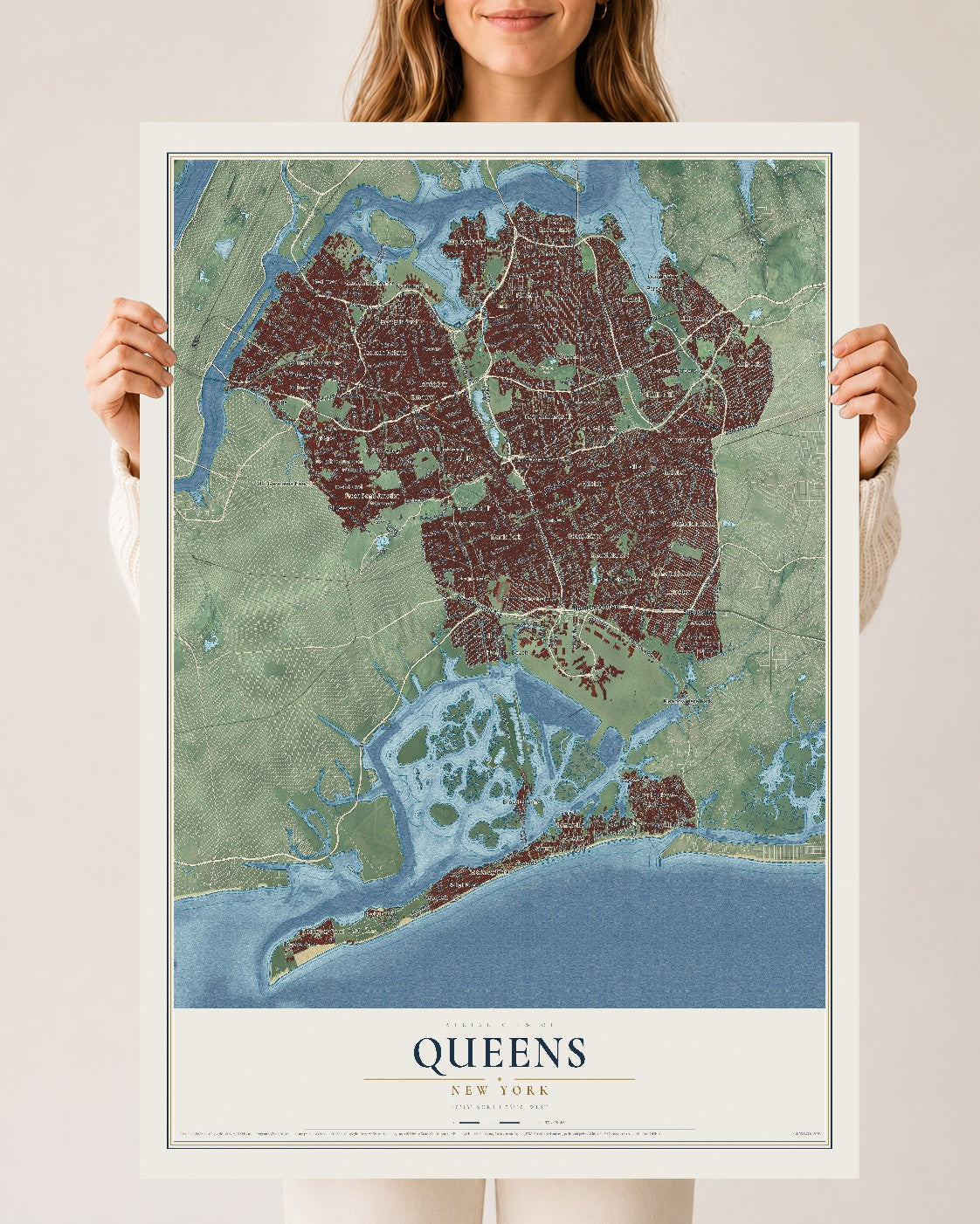 Queens, New York map print, 24" x 36" Archival Matte Print mockup