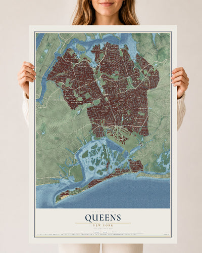 Queens, New York map print, 24" x 36" Archival Matte Print mockup