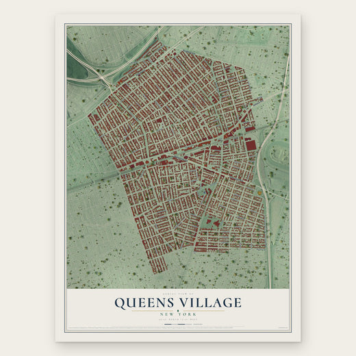 Queens Village, New York map print, the full design