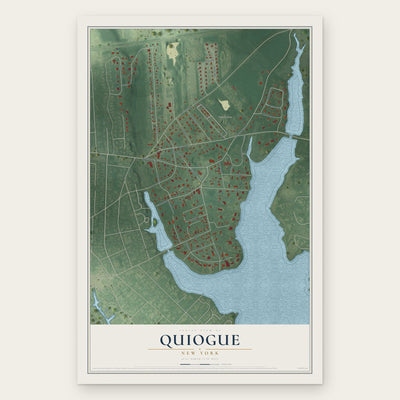 Quiogue, New York map print, the full design