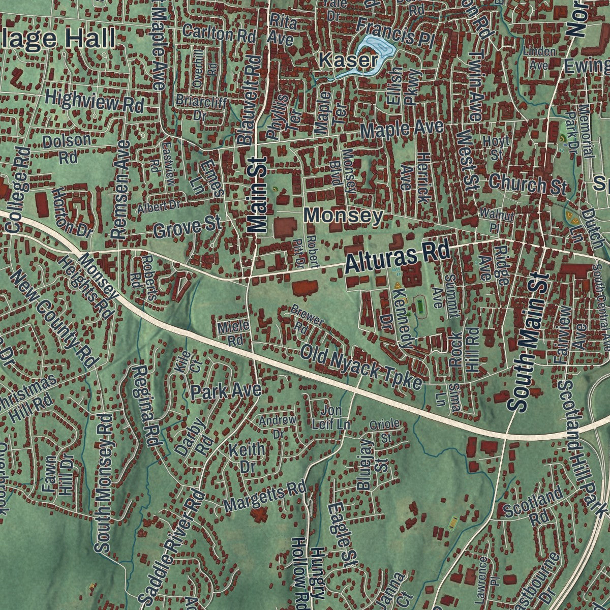 Close-up 1 of the Ramapo, New York map artwork