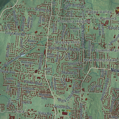 Close-up 2 of the Ramapo, New York map artwork