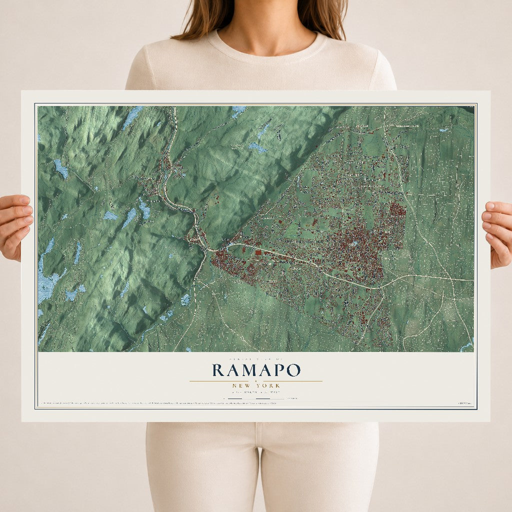Ramapo, New York map print, 18" x 24" Archival Matte Print mockup