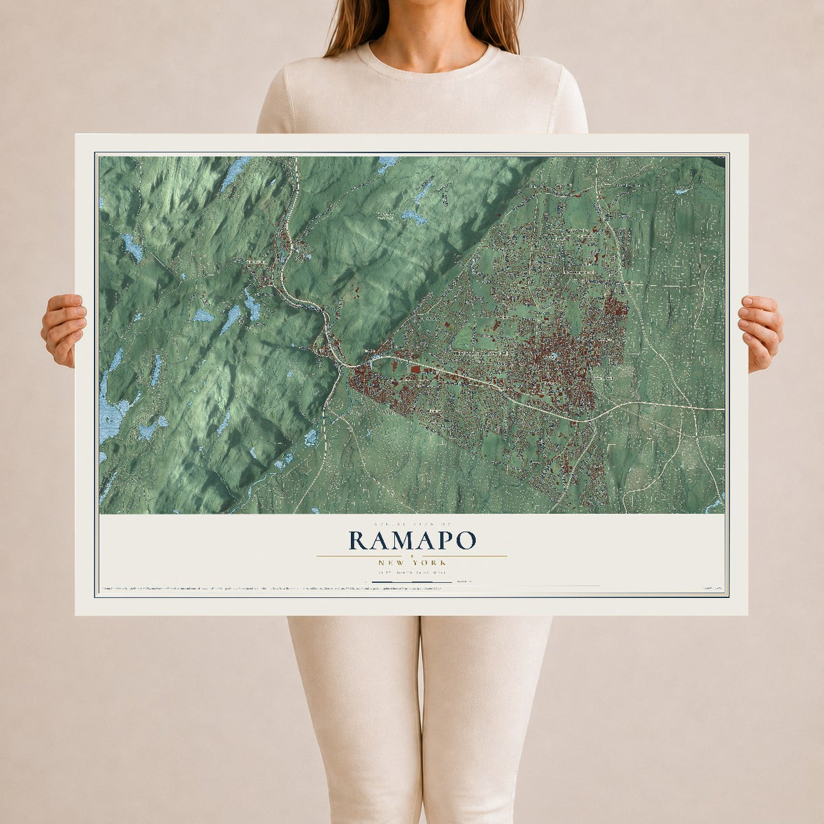 Ramapo, New York map print, 24" x 36" Archival Matte Print mockup