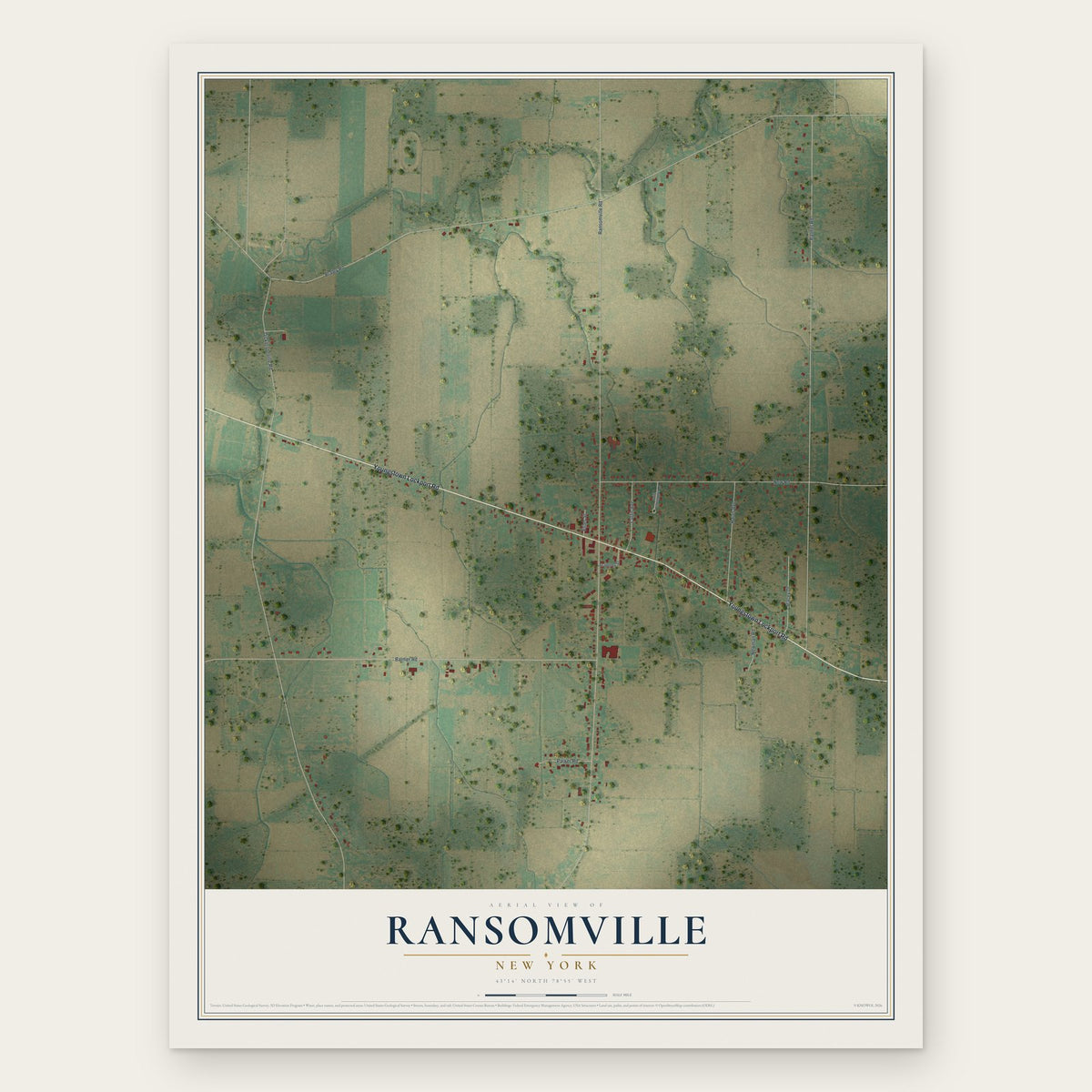 Ransomville, New York map print, the full design