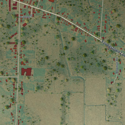 Close-up of the map of Ransomville, New York print showing street and building detail
