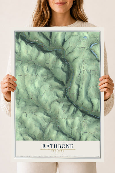 Rathbone, New York map print, 18" x 24" Archival Matte Print mockup