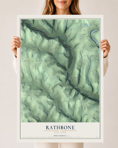 Rathbone, New York map print, 24" x 36" Archival Matte Print mockup