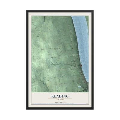 Reading, New York map print, 12" x 18" W/ Black Ayous Wood Frame mockup