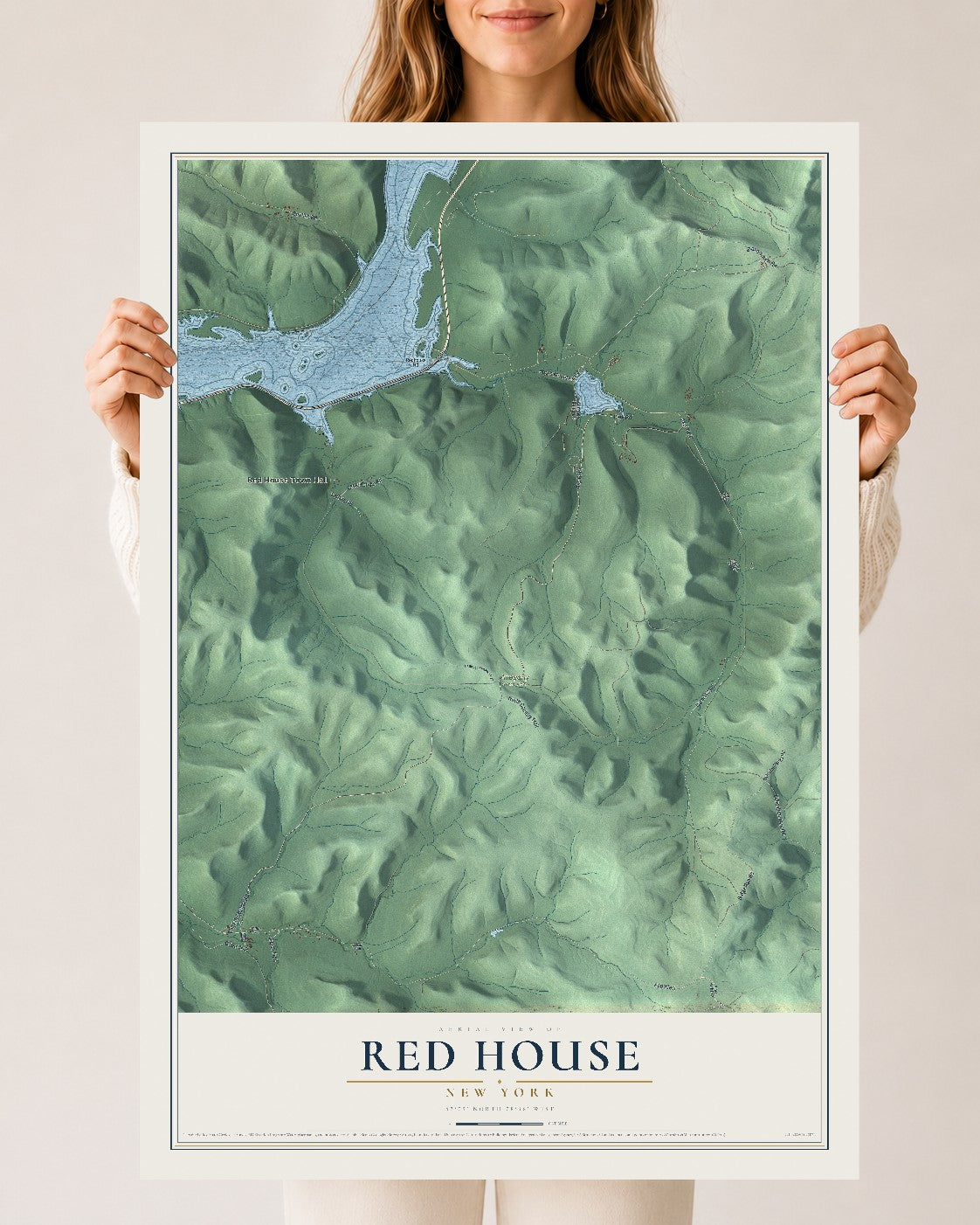 Red House, New York map print, 24" x 36" Archival Matte Print mockup