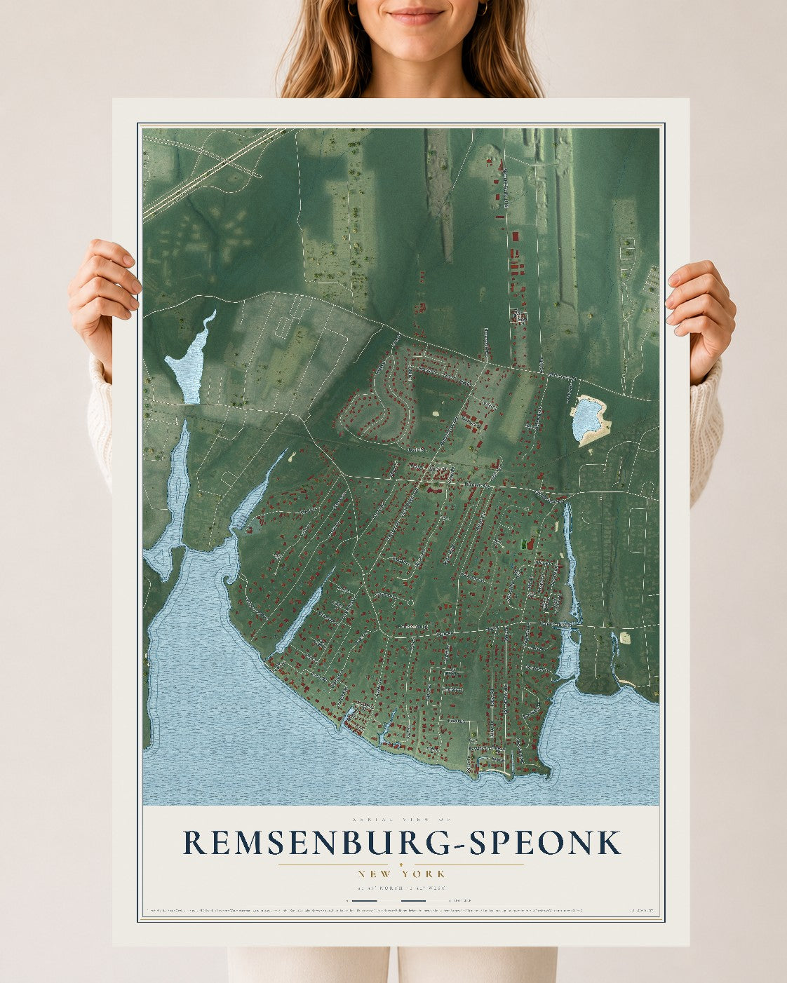 Remsenburg-Speonk, New York map print, 24" x 36" Archival Matte Print mockup
