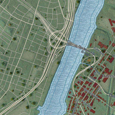 Close-up 1 of the Rensselaer, New York map artwork