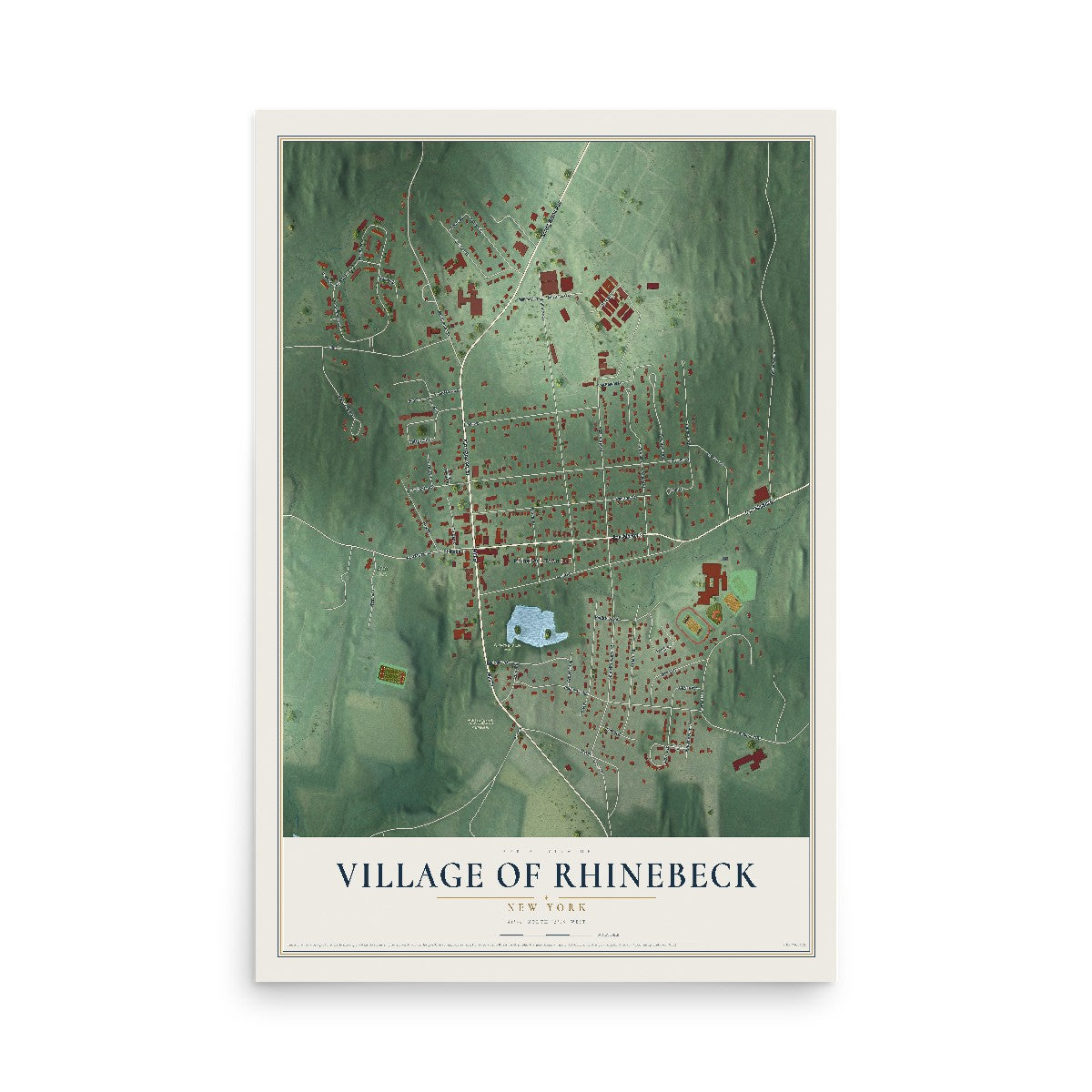 Rhinebeck, New York map print, 12" x 18" Archival Matte Print mockup