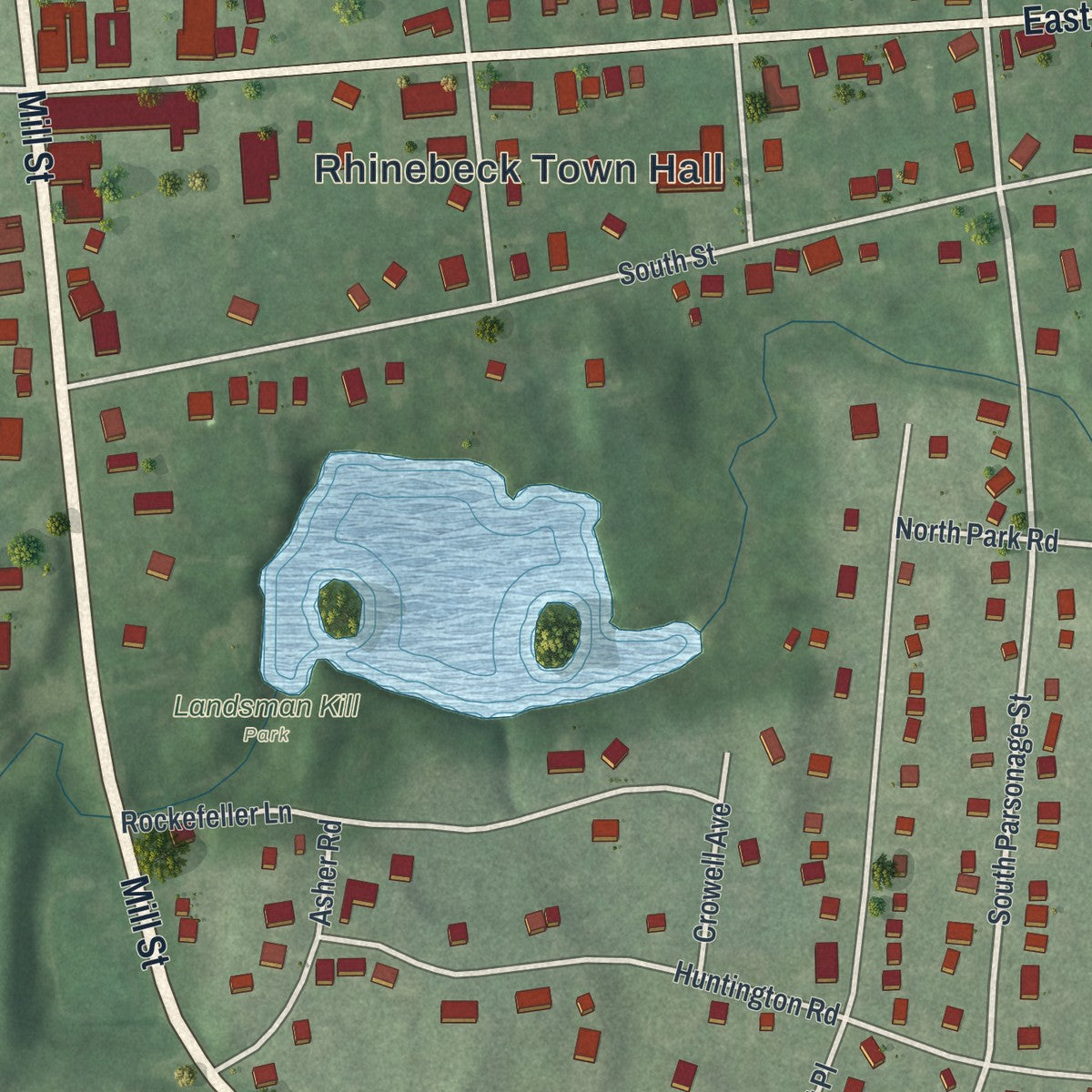 Close-up 1 of the Rhinebeck, New York map artwork