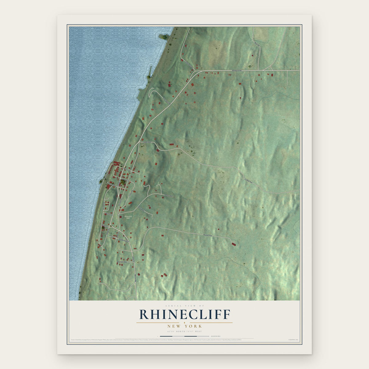 Rhinecliff, New York map print, the full design