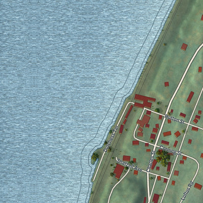 Close-up of the map of Rhinecliff, New York print showing street and building detail