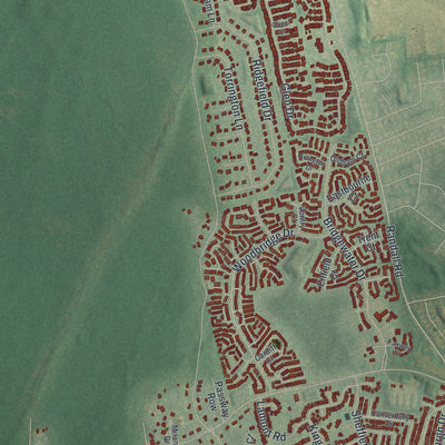 Close-up of the map of Ridge, New York print showing street and building detail