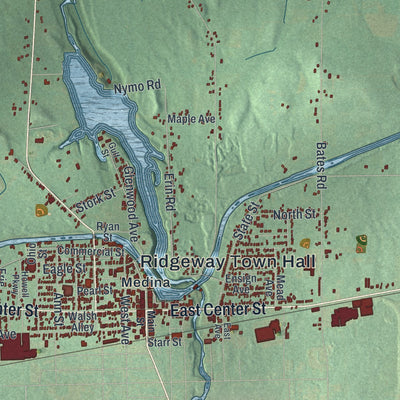 Close-up 1 of the Ridgeway, New York map artwork