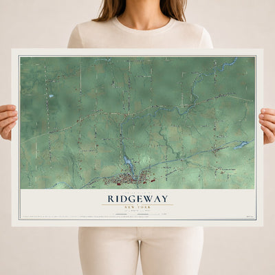 Ridgeway, New York map print, 18" x 24" Archival Matte Print mockup