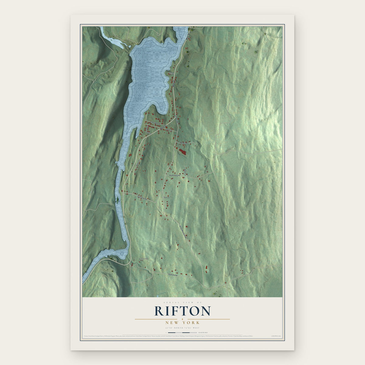 Rifton, New York map print, the full design