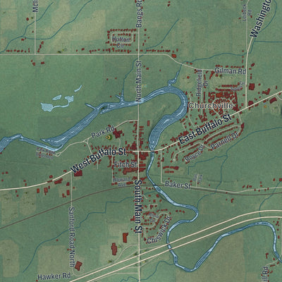 Close-up 1 of the Riga, New York map artwork