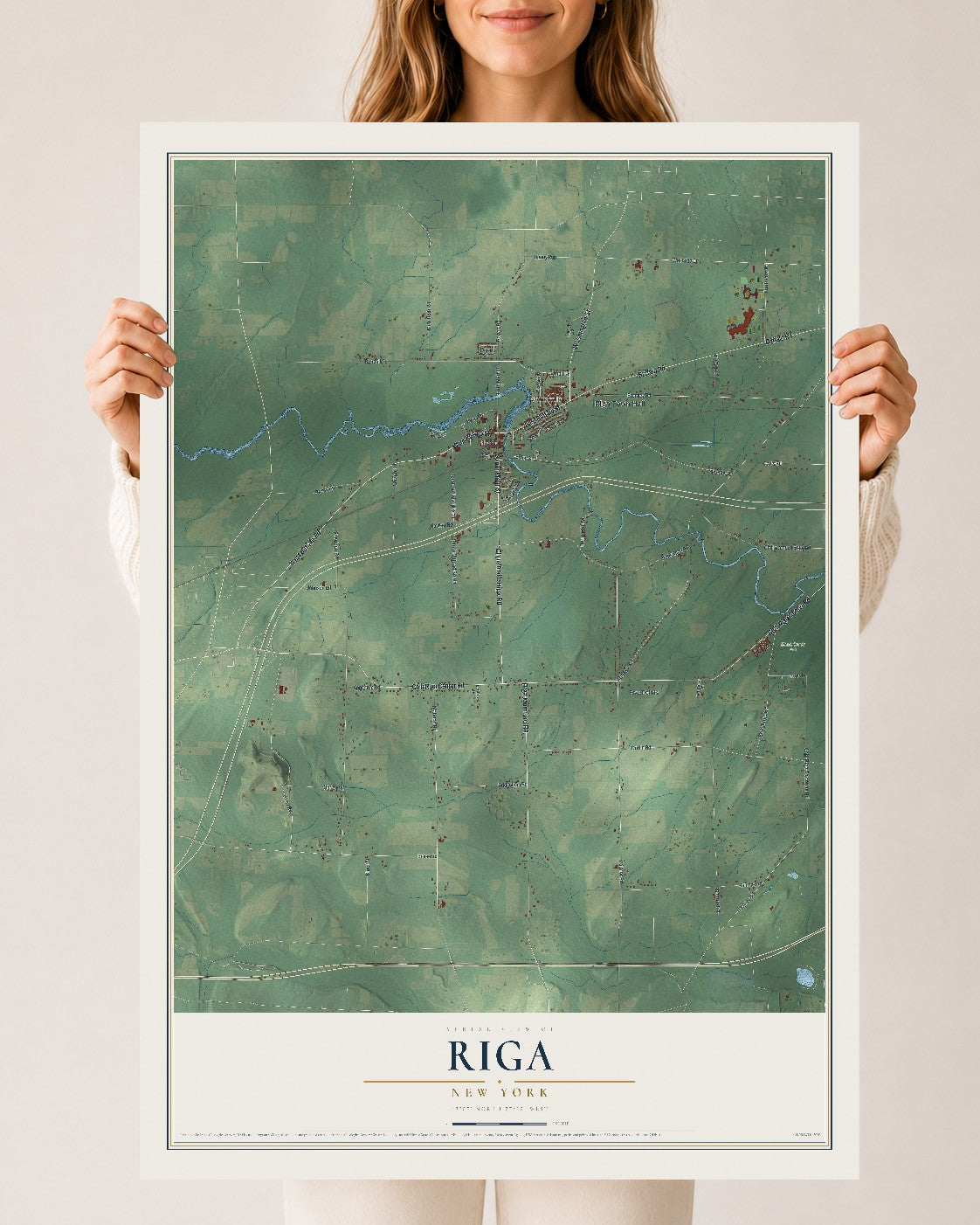 Riga, New York map print, 24" x 36" Archival Matte Print mockup
