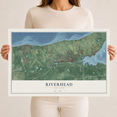 Riverhead, New York map print, 12" x 18" Archival Matte Print mockup