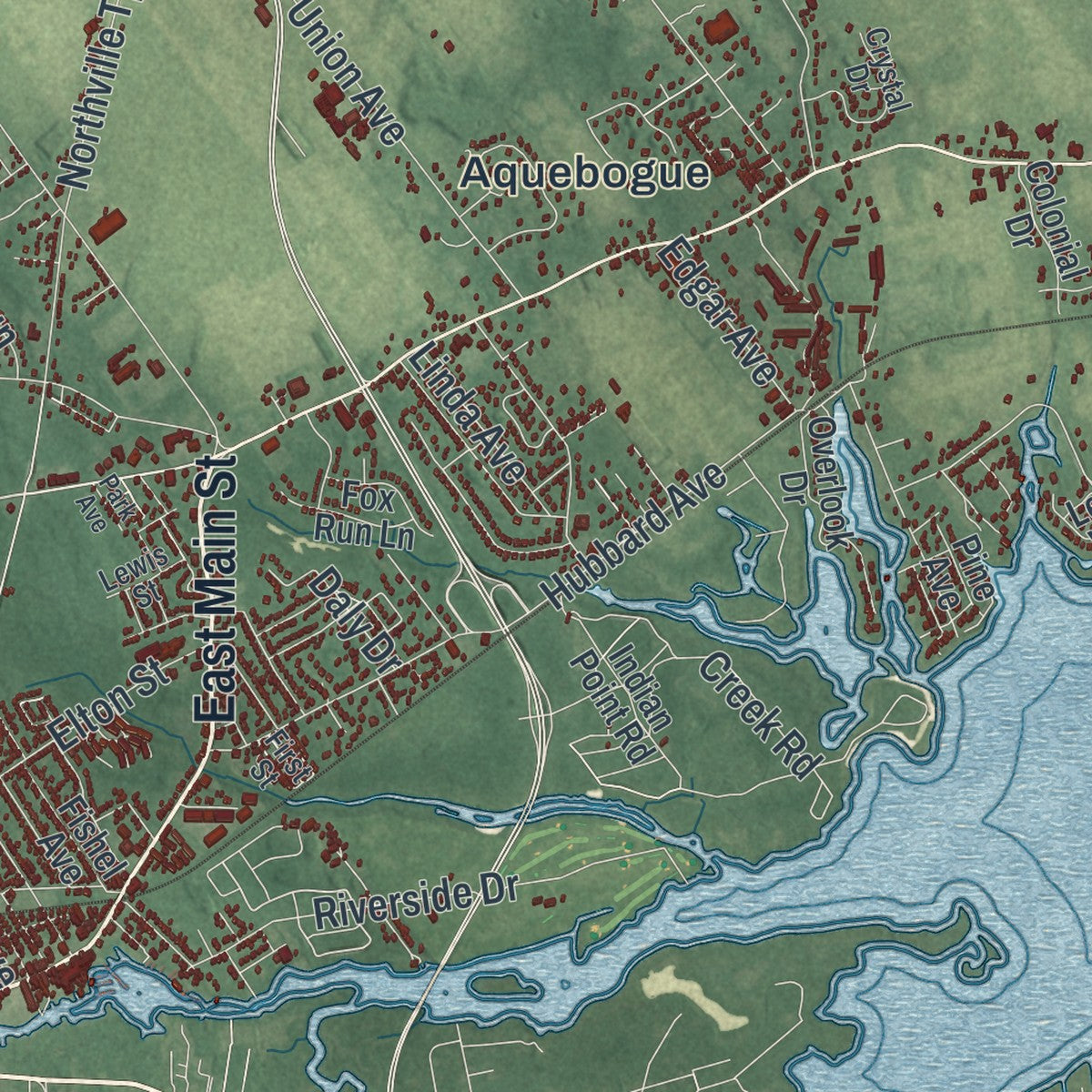 Close-up 1 of the Riverhead, New York map artwork