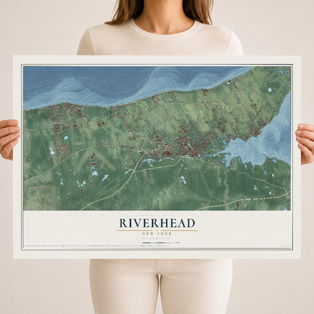 Riverhead, New York map print, 18" x 24" Archival Matte Print mockup