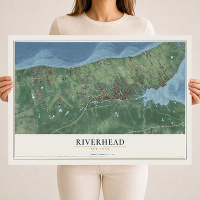 Riverhead, New York map print, 18" x 24" Archival Matte Print mockup
