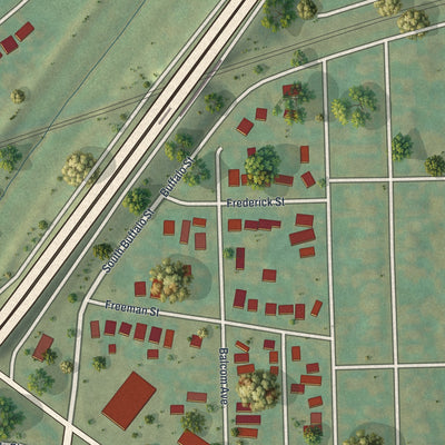 Close-up of the map of Riverside, New York print showing street and building detail