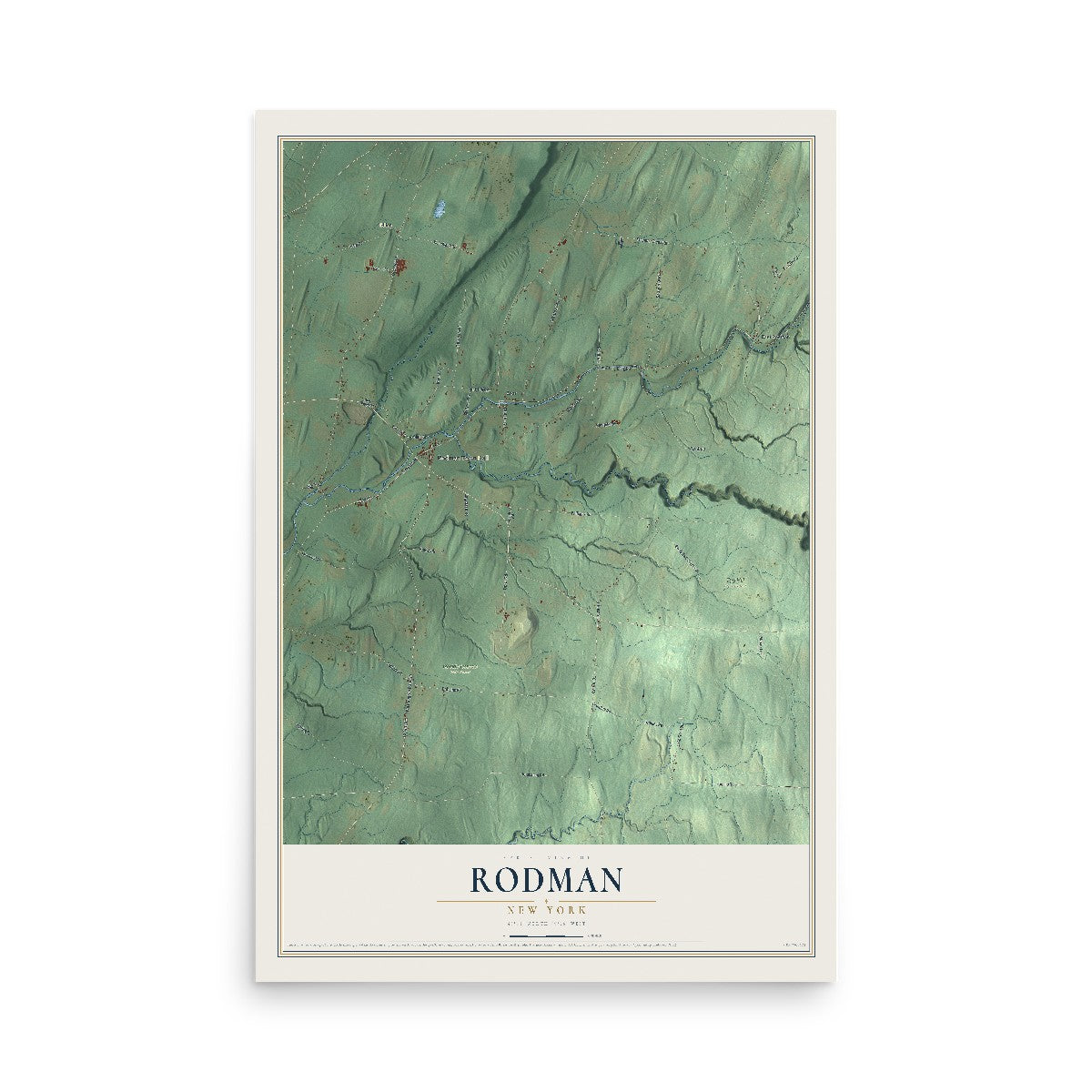 Rodman, New York map print, 12" x 18" Archival Matte Print mockup