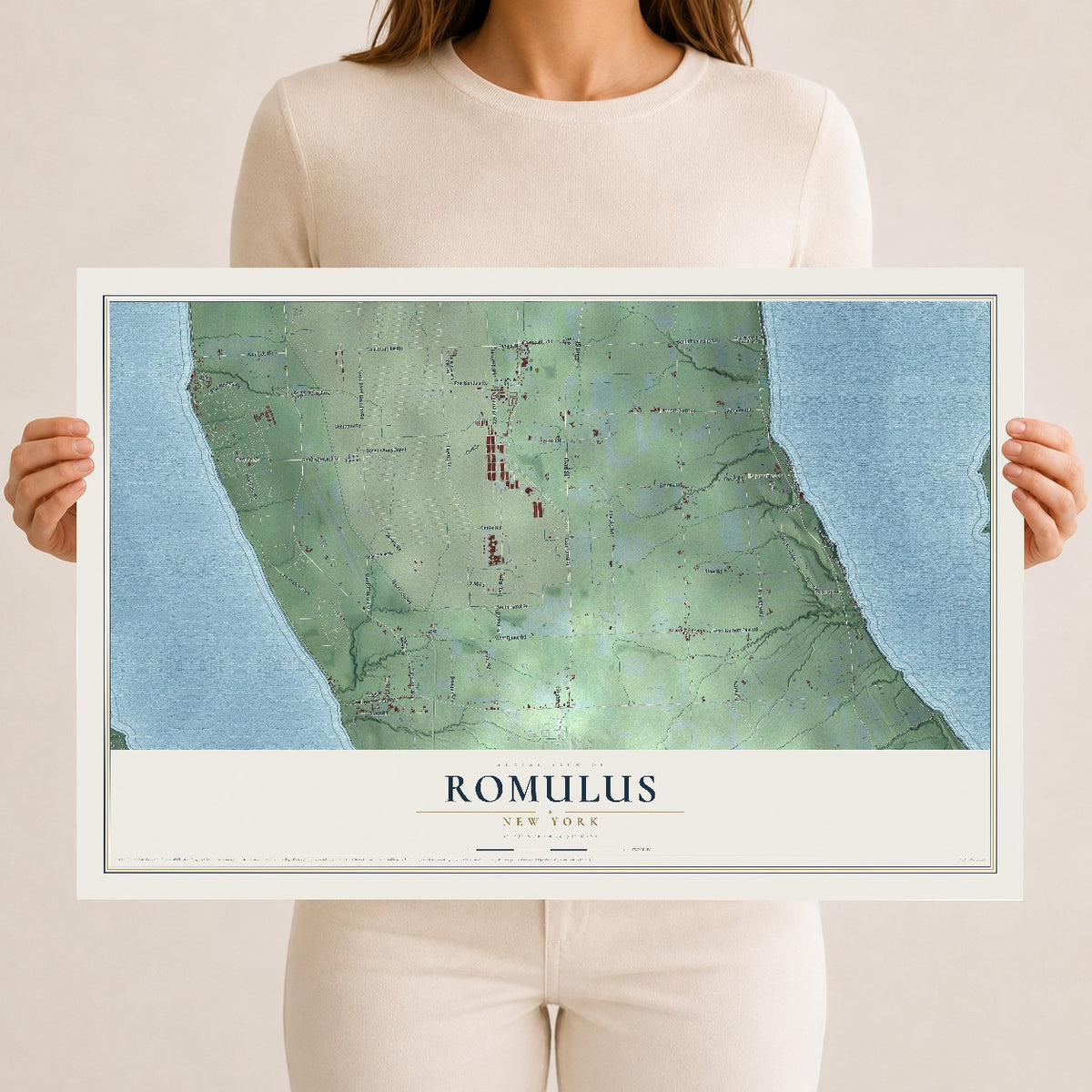 Romulus, New York map print, 12" x 18" Archival Matte Print mockup