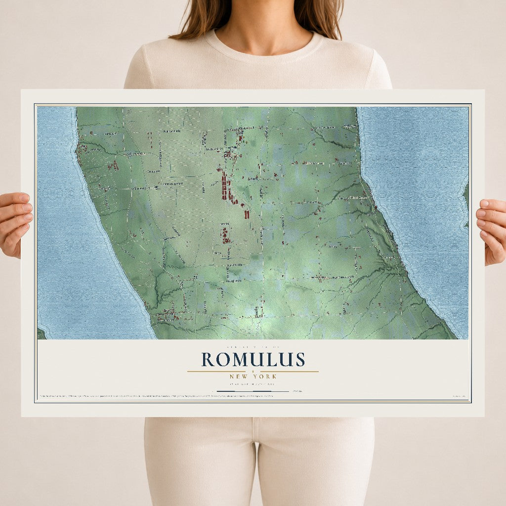 Romulus, New York map print, 18" x 24" Archival Matte Print mockup