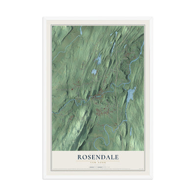 Rosendale, New York map print, 12" x 18" W/ White Ayous Wood Frame mockup