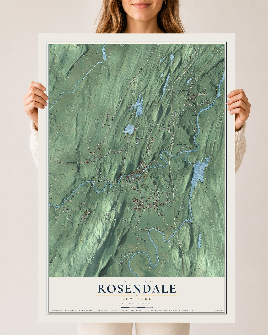 Rosendale, New York map print, 24" x 36" Archival Matte Print mockup