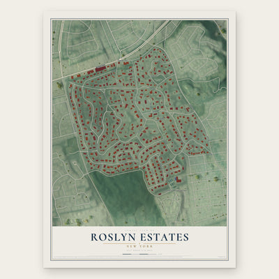 Roslyn Estates, New York map print, the full design