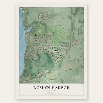 Roslyn Harbor, New York map print, the full design