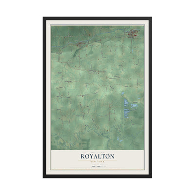 Royalton, New York map print, 12" x 18" W/ Black Ayous Wood Frame mockup