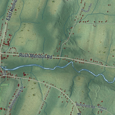 Close-up 2 of the Rush, New York map artwork