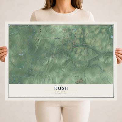 Rush, New York map print, 18" x 24" Archival Matte Print mockup
