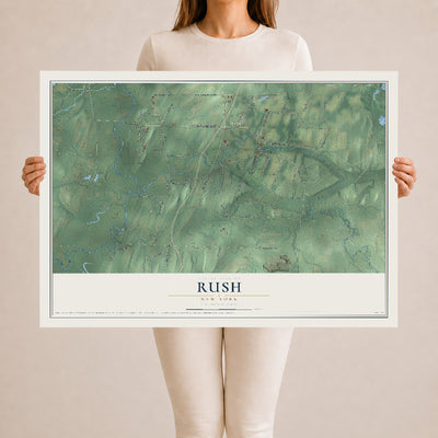 Rush, New York map print, 24" x 36" Archival Matte Print mockup